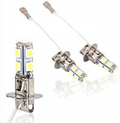  Led Izzó H3 5050 Fehér 9 Smd Autós Ködlámpa 6500K 2DB