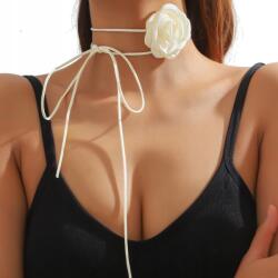 SNM Choker Nyaklánc Dekoratív Virág Nyakbavaló Hosszú Fehér Rózsa Szíj Díszítés (P337 BIAŁY)