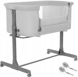 Carrello Luna kiságy 68x91 cm gurulós matraccal & övvel szürke (CRL-16501)