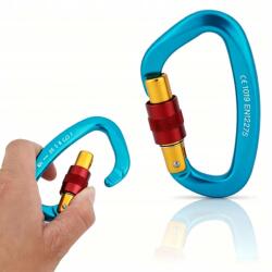  Karabiner Hegymászó Karabiner 25KN Acél D Csavaros Kék (TJ07100-01)