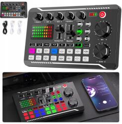 Fifine Élő Hangkártya Bluetooth Audio Keverő Hordozható Zajszűrés (Fifine Sound Card SC3 Black USB z RGB XLR)