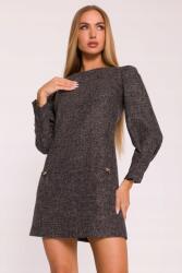 MOE Elegáns Női Ruha Mini Tweed Masnikkal Fekete 36 S (M870 CZARNY S)
