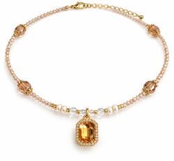 Borealy Colier Champagne Elegance cu pandantiv auriu E i Cristale champagne , (ALI747)