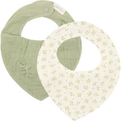 Little Dutch Baveta bandana dublata din bumbac organic - set 2 bucati - Blueberry Leaves / Sage - Little Dutch Bavata