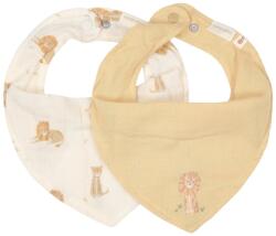 Little Dutch Baveta bandana dublata din bumbac organic - set 2 bucati - Yellow/ Leo Safari - Little Dutch Bavata