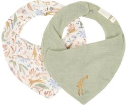 Little Dutch Baveta bandana dublata din bumbac organic - set 2 bucati - Green/Safari Wonders - Little Dutch Bavata