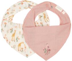 Little Dutch Baveta bandana dublata din bumbac organic - set 2 bucati - Pink/ Blooming Safari - Little Dutch Bavata