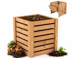 EcoTraps Kerti komposztáló Fa 520L impregnált 80x82 Nyitható fedéllel (KOMPOSTOWNIK-DREWNIANY-80X80-512L-ECOTRAPS)