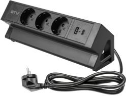GTV Priza birou BASCO, 3xSHUKO, USB A+C, negru (AE-GMBAS3S2U-20)