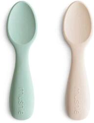 Mushie SET DUBLU DE LINGURIȚE DE INIȚIERE PENTRU BEBELUȘI Variantă: CAMBRIDGE BLUE/ SHIFTING SAND Set pentru masa bebelusi