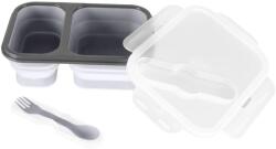 Zopa Cutie de depozitare din silicon pentru gustări cu tacâmuri, mare Variantă: Dove grey Set pentru masa bebelusi