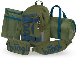 Baagl Set 5 Skate Olive: rucsac, penar, geantă de sport, borsetă, husă pentru laptop GRS