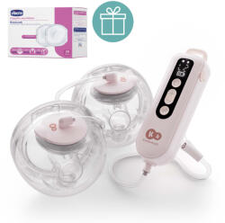 KinderKraft Pompă de sân Double Hands-free Gentle Flow Pink + CHICCO Absorbante de sân 30 piese