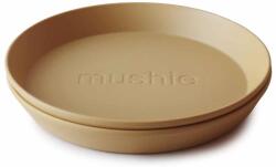 Mushie farfurie rotundă 2 buc Variantă: Mustard Set pentru masa bebelusi
