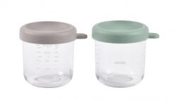 BÉABA Borcănele pentru mâncare din sticlă 2x 250 ml Variantă: Green Grey Set pentru masa bebelusi