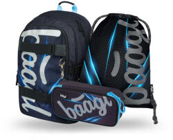 Baagl Set 3 Skate Bluelight: rucsac, penar, săculeț