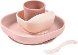 BÉABA Set de masă Beaba din silicon, 4 piese Variantă: COTTON CANDY Set pentru masa bebelusi