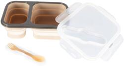Zopa Cutie de depozitare din silicon pentru gustări cu tacâmuri, mare Variantă: Sand Beige Set pentru masa bebelusi