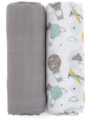 Petite&Mars PETITE&MARS Pătură de bumbac muselină bambus 2 buc Misty 120 x 120 cm Variantă: Grey Planes