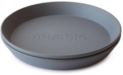 Mushie FARFURIE ROTUNDĂ, 2BUC Variantă: Smoke Set pentru masa bebelusi