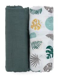 Petite&Mars PETITE&MARS Pătură de bumbac muselină bambus 2 buc Misty 120 x 120 cm Variantă: Green Leaves