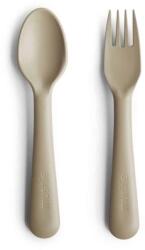 Mushie FURCULIȚĂ & LINGURIȚĂ Variantă: Vanilla Set pentru masa bebelusi