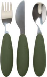 BIBS set tacâmuri din inox pentru copii Variantă: Hunter Green Set pentru masa bebelusi