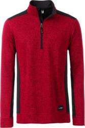Daiber JN 864 / Jachetă de lucru din fleece pentru bărbați, cu fermoar pe jumătate - roșu melanj/negru 4XL (020864l7514)