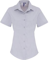 Premier PR 346 / Cămașă cu mânecă scurtă din poplin elastic pentru femei - argintiu XXXL (39034664013)