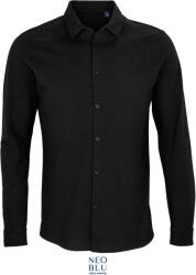 Neoblu 3777 BASILE MEN / Cămașă bărbătească cu mânecă lungă din piqué - negru intens XXL (243777n1105)