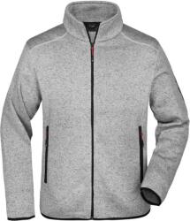 Daiber JN 762 / Jachetă tricotată din fleece pentru bărbați - gri deschis melanj/roșu L (020762o2403)