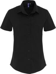 Premier PR 346 / Cămașă cu mânecă scurtă din poplin elastic pentru femei - negru XL (39034600204)