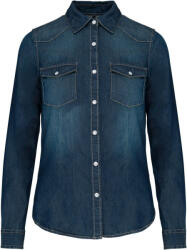 Kariban Vintage K518 / Cămașă de damă din denim cu mânecă lungă - blue jean S (20K518k5801)
