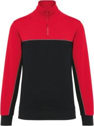 Wk Designed To Work WK CONCEPUT PENTRU WORK WK 404 / Hanorac de lucru unisex cu fermoar 1/4 din bumbac organic - negru/roșu L (20W40481403)