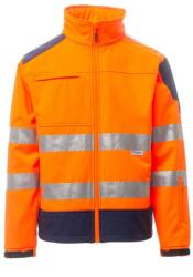 PAYPER SCREEN FLUO 001450-0053 / Jachetă softshell reflectorizantă cu dungi 3M - portocaliu neon/bleumarin XL (001450005302011XL)