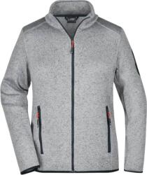 Daiber JN 761 / Jachetă tricotată din fleece pentru femei - gri deschis melanj/roșu L (020761o2403)
