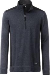Daiber JN 864 / Jachetă de lucru din fleece pentru bărbați, cu fermoar cu jumătate de fermoar - carbon melanj/negru XL (020864s7604)