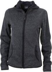 Daiber JN 588 / Jachetă tricotată din fleece pentru femei cu glugă - melanj închis/negru XL (020588i8504)