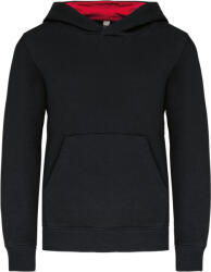 Kariban Vintage K453 / Hanorac pentru copii cu glugă contrastantă - negru/roșu 134-140 (20K453814w2)