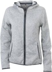 Daiber JN 588 / Jachetă tricotată din fleece pentru femei cu glugă - melanj deschis/carbon S (020588i8601)