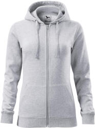 MALFINI, a. s MALFINI TRENDY ZIPPER 411 / Jachetă de damă cu fermoar complet, stil cangur, și glugă - gri deschis melanj L (4110315)