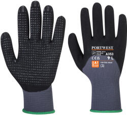 Portwest DERMIFLEX ULTRA PLUS A353 / Mănuși din nitril nisipos 3/4 cu ținte - gri/negru M (A353G8RM)