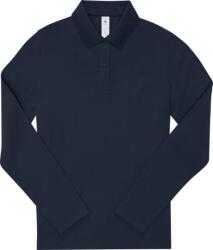 B&C be inspired B&C MY POLO 210 LSL WOMEN / Tricou polo cu mânecă lungă pentru femei, din bumbac gros - bleumarin M (01W46400302)