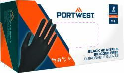 Portwest A930 / Mănuși de unică folosință fără silicon, pachet de 100 bucăți - negre, mărimea S (A930BKRS)