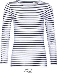 SOL'S MARINE / Tricou cu mânecă lungă în dungi pentru femei - alb/bleumarin M (25140390802)