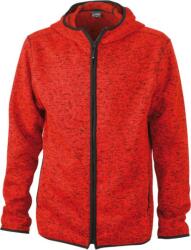 Daiber JN 589 / Jachetă tricotată din fleece pentru bărbați cu glugă - roșu melanj/negru XXXL (020589l7513)