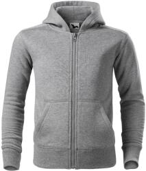 MALFINI, a. s MALFINI TRENDY ZIPPER 412 / Jachetă cangur cu fermoar complet și glugă pentru copii - gri închis melanj 158 (4121207)