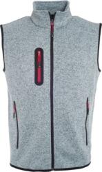 Daiber JN 774 / Vestă bărbătească tricotată din fleece cu guler ridicat - gri deschis melanj/roșu S (020774o2401)