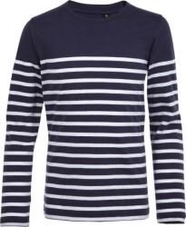 SOL'S MATELOT LSL / Tricou cu mânecă lungă în dungi pentru copii - bleumarin francez/alb 118-128 (253101d7686)