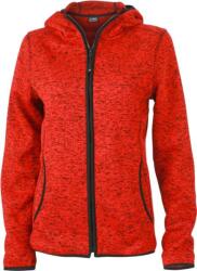 Daiber JN 588 / Jachetă tricotată din fleece pentru femei cu glugă - roșu melanj/negru XL (020588l7504)